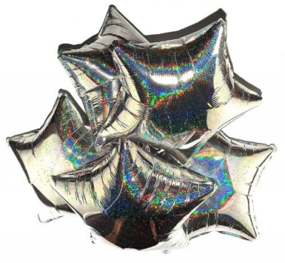 5 pack of 18&quot; Silver Star Balloons, Silver Balloon, Kids Mylar Decorations, Birthday Decoration