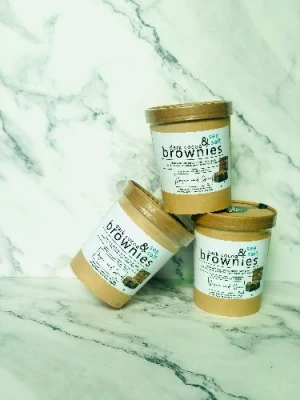 Dark Cocoa with Sea Salt Brownies in a Tub