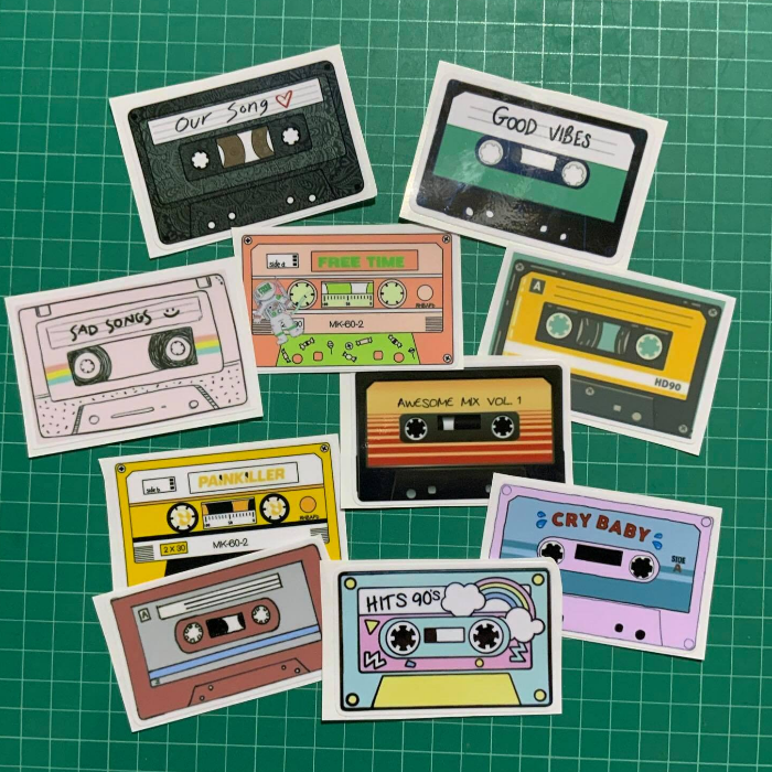 10 pcs Casette Vinyl Sticker Set
